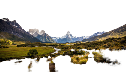 Scenic mountain landscape, valley, and river