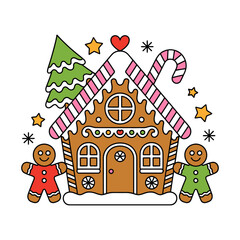 Gingerbread House with Candy Cane
