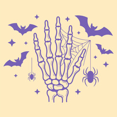 Halloween Skeleton Hand with Spiders
