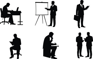 Business professional silhouettes, office teamwork, corporate meeting, presentation, collaboration, workplace communication, productivity, leadership, teamwork, strategy