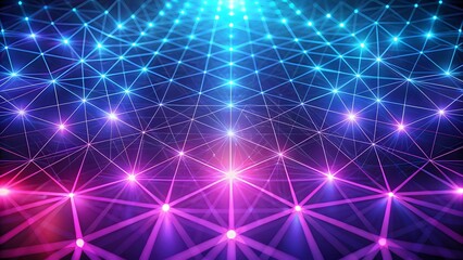 Abstract network of glowing blue and pink lights creating a futuristic digital grid pattern