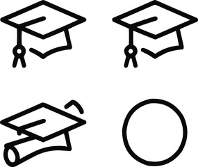 Academic Hat Line Icon Collection Minimal Learning and University Celebration Design