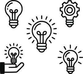 Innovation and Inspiration Line Icons Light Bulb Concepts for Smart Thinking and Design