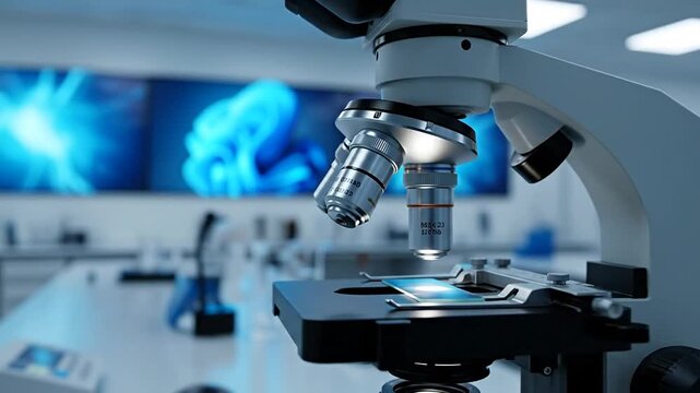 Microscope in a Modern Laboratory: Highlighting the precision and innovation of scientific exploration, this image showcases a state-of-the-art microscope in a modern laboratory setting.