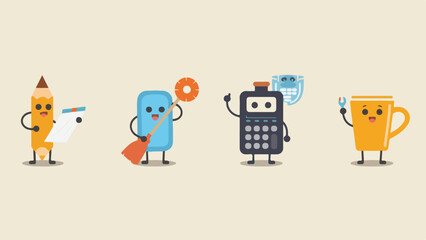 working objects funny dream job vector icons