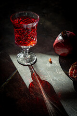 Sunlight reflection on red drink