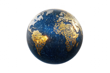 Mosaic Earth Disco Ball isolated on a transparent background