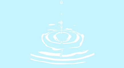 Against a serene light blue canvas, the image showcases a water droplet creating mesmerizing white concentric circles, embodying fluidity and calmness in its minimalist composition