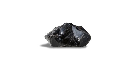 Black stone on clean white background, minimal style, sharp texture and detail, perfect for product display, spa, wellness, geology, natural materials, and modern design concepts.