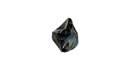 Black stone on clean white background, minimal style, sharp texture and detail, perfect for product display, spa, wellness, geology, natural materials, and modern design concepts.