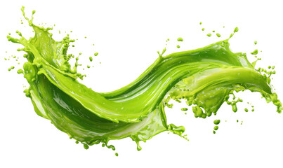 Vibrant lime green fluid splashing in a dynamic wave
