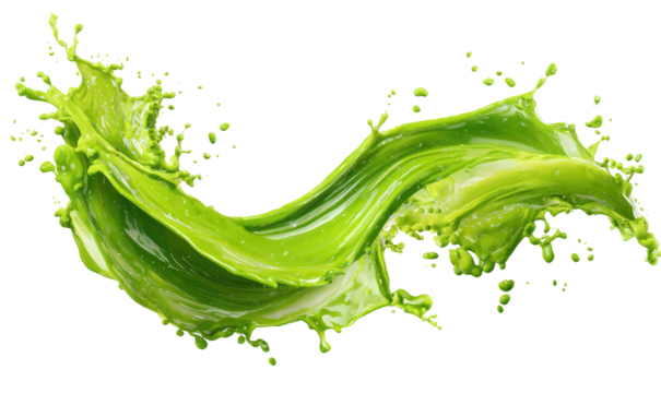 Vibrant lime green fluid splashing in a dynamic wave