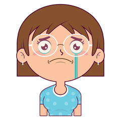 girl short bob hair crying face cartoon cute