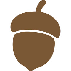 Simple brown acorn icon on a transparent background representing autumn harvest and natural food source
