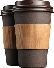 Coffee cups isolated on transparent background