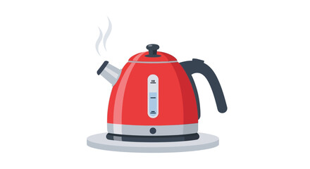 A Sleek Red Electric Kettle with Steam for Kitchen Needs