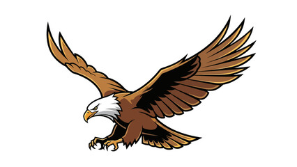 Obraz premium A cartoon bald eagle in flight with outstretched wings and talons