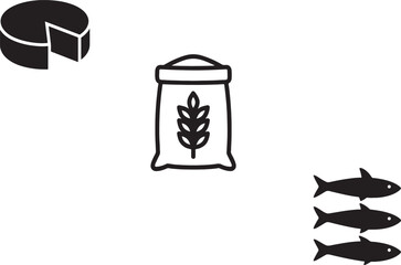 Title: Food Production and Supply Icons: Agriculture, Dairy, and Seafood