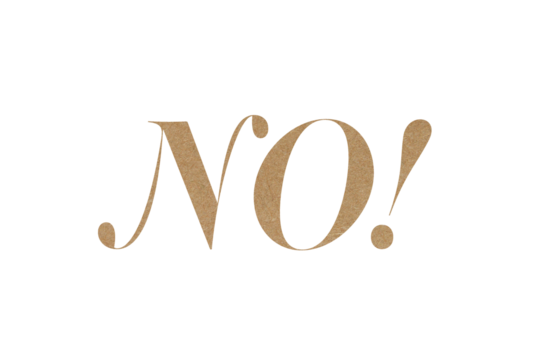 Brown paper typography text no exclamation mark isolated on transparent background