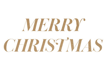 Brown paper typography text merry christmas isolated on transparent background