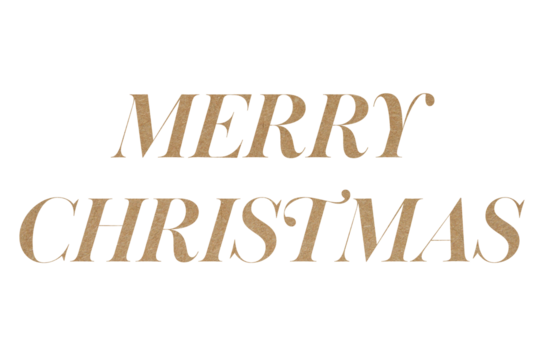 Brown paper typography text merry christmas isolated on transparent background