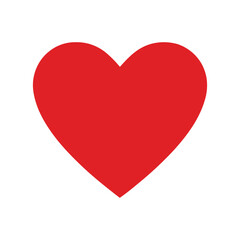 A simple, solid red heart icon on a white background, symbolizing love and affection
