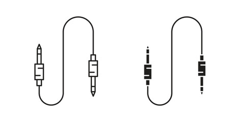Audio Cable icons set. Simple line vector illustration