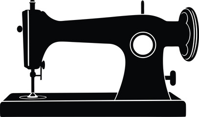 Classic Sewing Machine Silhouette Vector for Fashion Design, Textile Art, and Handmade Craft Projects