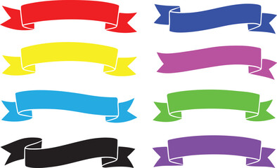 Ribbon banner set icon collection in bold silhouette style, ideal for vintage design use.