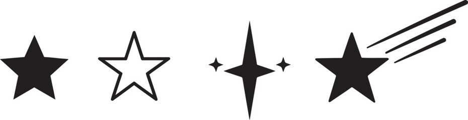 Star vector icon set collection in bold silhouette style, perfect for rating and design use.