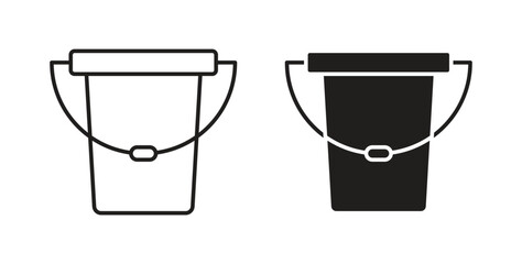 Bucket icons set. Simple line vector illustration