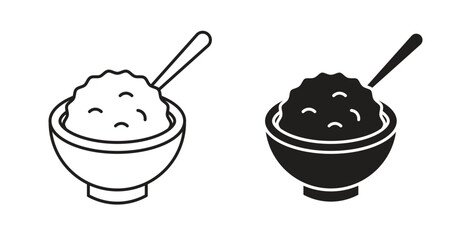 Cereal icons set. Simple line vector illustration