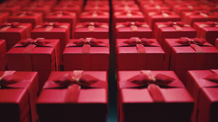 Fototapeta premium red gradient gift boxes display background