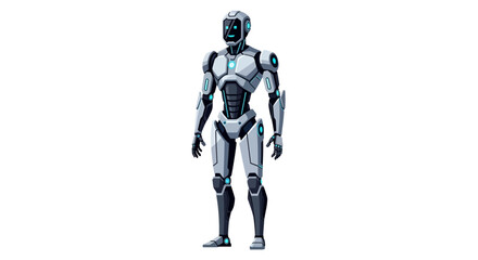 Futuristic humanoid robot standing, advanced artificial intelligence and technology concept illustration