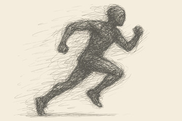 Fototapeta premium Drawn vector scribbled dense running figure dynamic suggesting overlapping motion illustration runner