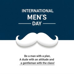 International Men's Day Celebration with Stylish Mustache and Inspiring Quote