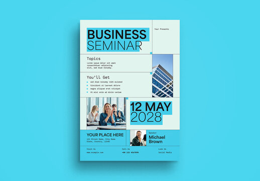 Blue Utilitarian Business Seminar Flyer Layout