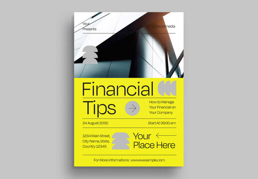 Yellow Anti Design Financial Tips Flyer Layout