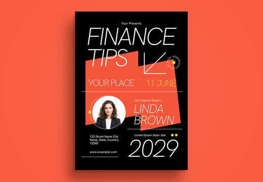 Black Abstract Finance Tips Flyer Layout
