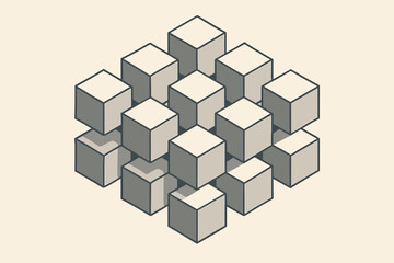 Fototapeta premium Vector cube geometric arrangement smooth light illustration clear modular cluster structure