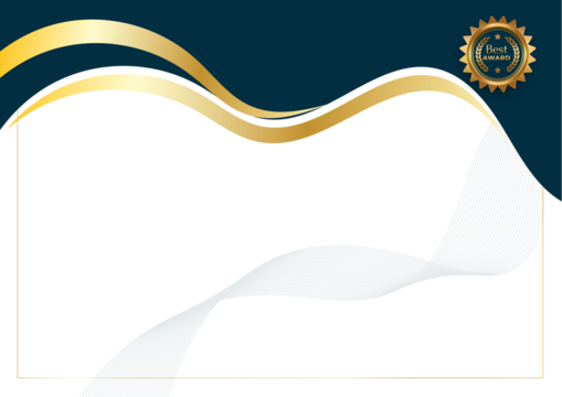 Elegant Certificate Template with Gold Wavy Accents and Seal. no text