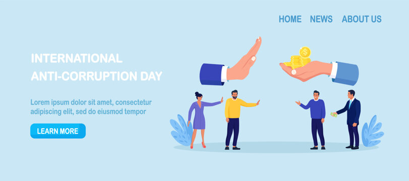 Rejecting bribery, corruption. Staff show a stop gesture, signaling integrity and compliance. Perfect for code of conduct, HR, presentations, and anti-corruption campaigns