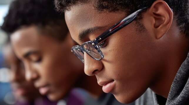 Engaging learning activity for teens classroom photography close-up focused expression