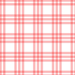 Red gingham plaid pattern background. Seamless checkered tartan design with soft pastel red lines on white backdrop, perfect for fabric, festive decor, or digital autumn projects.