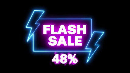  flash sale 48 percent neon sign glowing bright blue light banner flicker
 light moving effect on transparent background,
48% Discount Sale Banner Animation – Limited Time Offer promotional banner, - Powered by Adobe