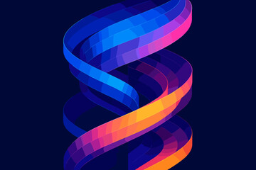 Geometric depth vector axis luminous ribbons spiraling structure reflective illustration gradients spirals