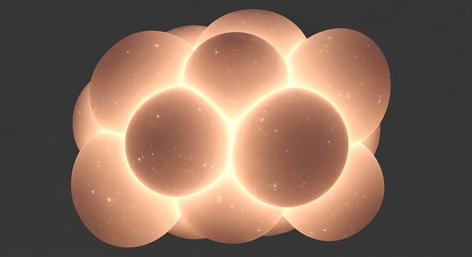 Cluster of Glowing Orange Spheres with Sparkles