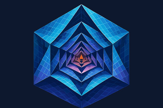 Geometric illusion geometry illustration reflections gradient into vector polygon fractal folding symmetry