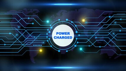 Global Network Connection Power Charged Digital World Map Futuristic Technology Data Flow Abstract Blue Lines Glowing Lights Communication System Information Exchange Network Grid - Powered by Adobe