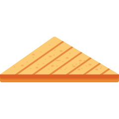 Simple Cartoon Toasted Sandwich Quarter with Orange Crust on White Background